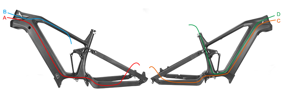 PXE18 Kabelführungssystem für E-Bike-Carbonrahmen