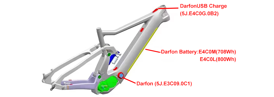 E-MTB-Fahrradrahmen mit Darfon-Akku