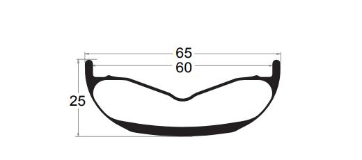 Zeichnung einer 65-mm-Fatbike-Carbonfelge