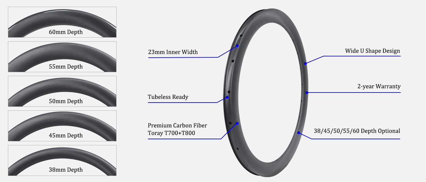 Carbon-Rennradfelgen für 30~50c-Reifen