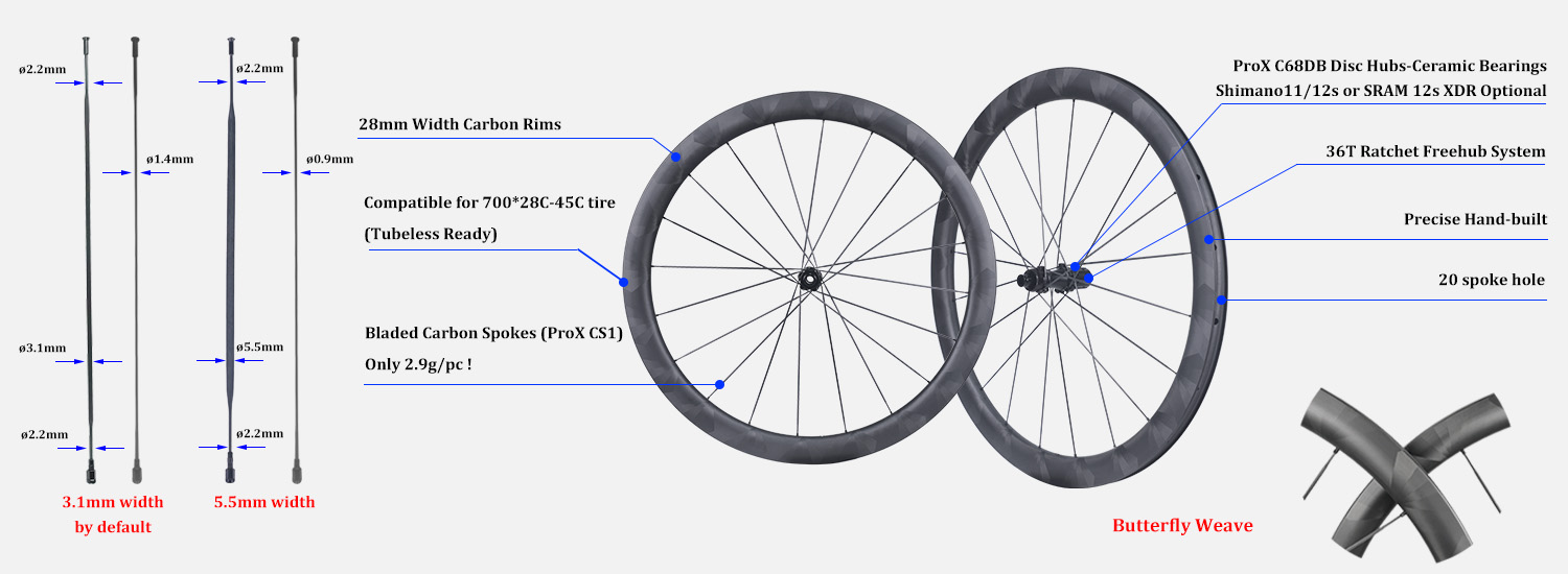 butterfly weave road carbon wheels