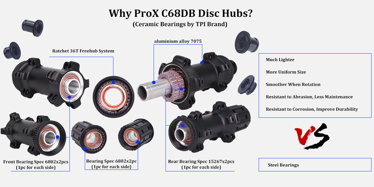 C68DB road bike hubs for carbon spoke wheels