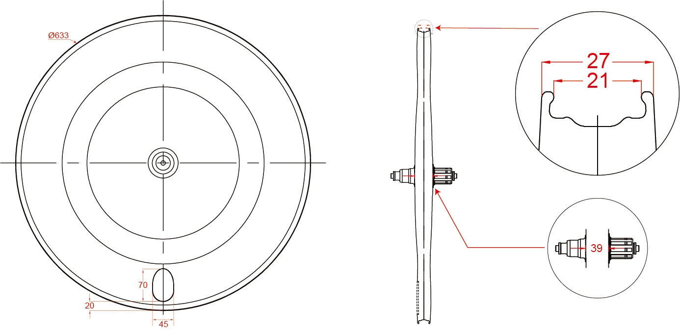 UFO27 Full Disc Rear Wheel Drawing