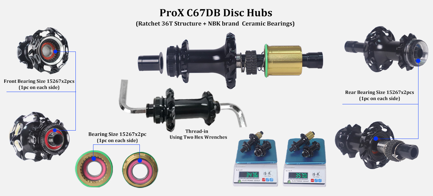 ProX C67DB road bike hubs with ceramic bearings
