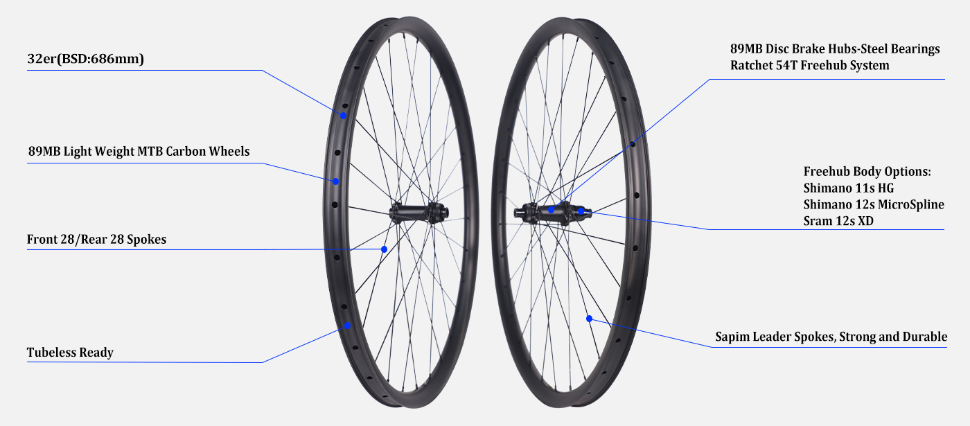 PROX 32-inch mountain bike carbon wheels